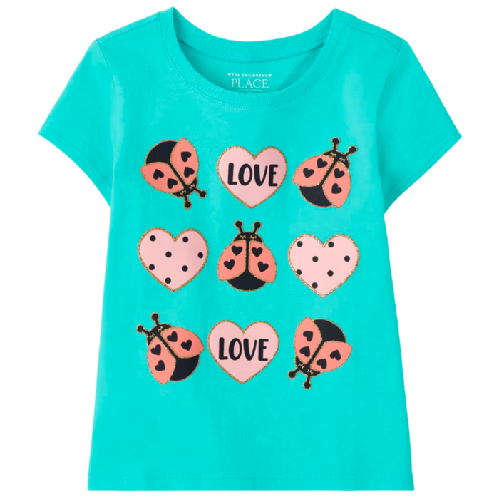 The Children's Place - Toddler Girls Short Sleeve Beetle Love Graphic