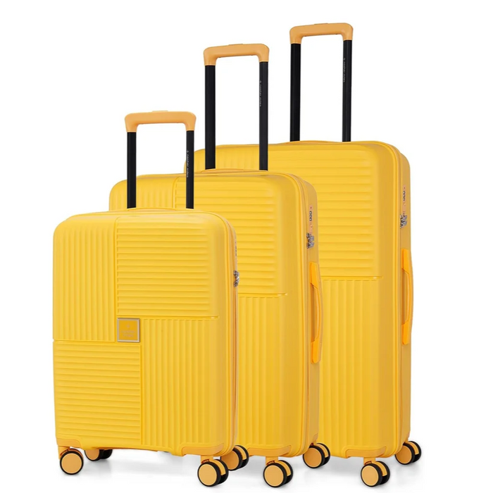 Nasher Miles Singapore Hard-Sided Polypropylene Luggage Set of 3 Yellow Trolley Bags (55, 65 & 75 cm)
