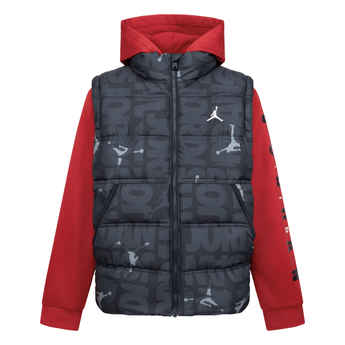 Jordan - Little Boys Layered-Look Hoodie Red Large (12-14)