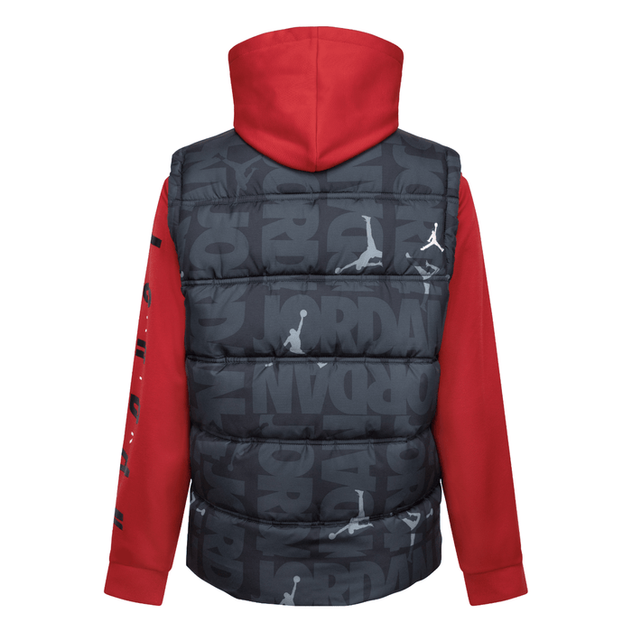 Jordan - Little Boys Layered-Look Hoodie Red Large (12-14)