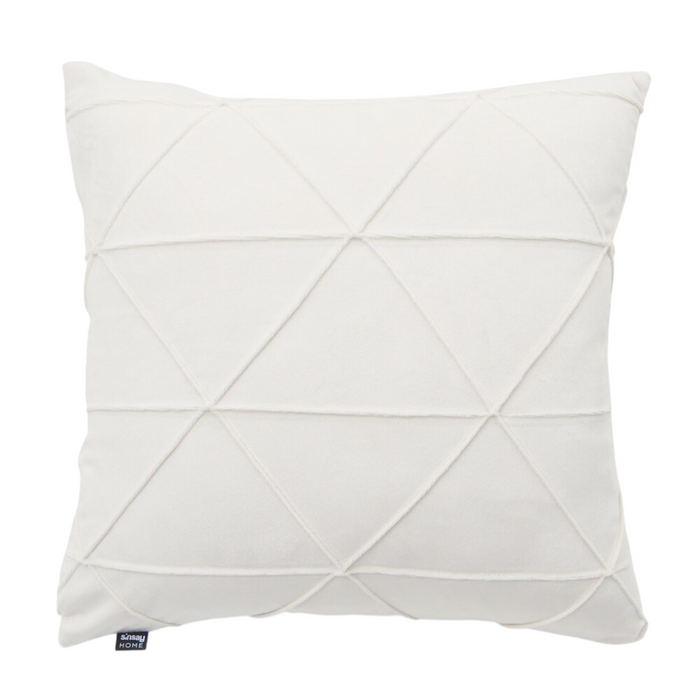 Pillowcase with Geometric Stitched Lattice Pattern Cream