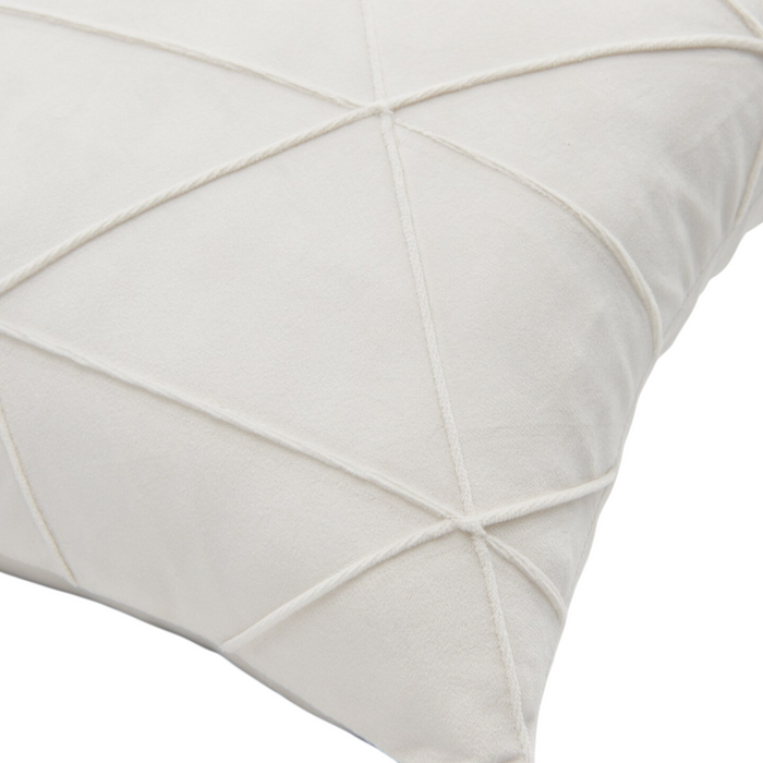Pillowcase with Geometric Stitched Lattice Pattern Cream