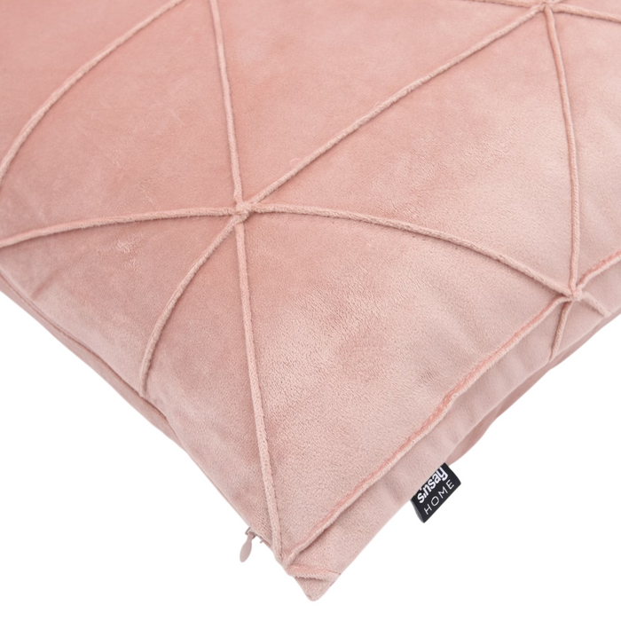 Pillowcase with Geometric Stitched Lattice Pattern Pink