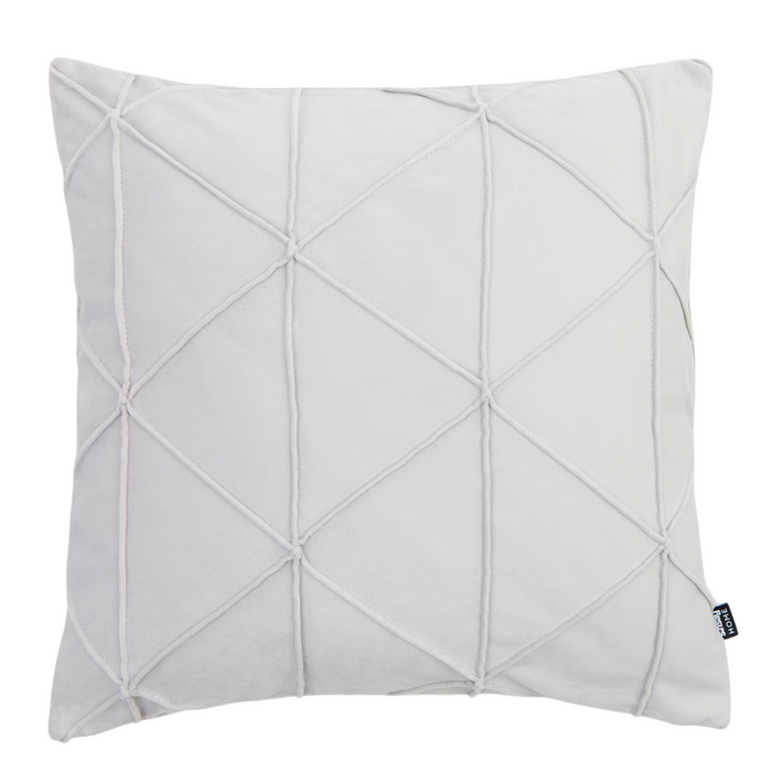 Pillowcase with Geometric Stitched Lattice Pattern Grey