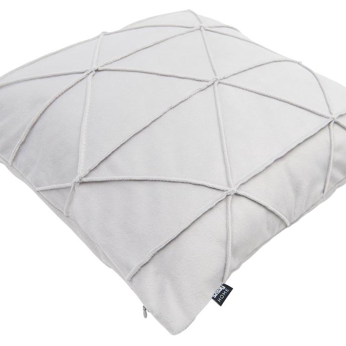 Pillowcase with Geometric Stitched Lattice Pattern Grey