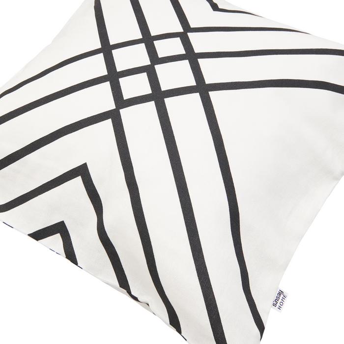 Pillowcase with Black and White Linear Pattern