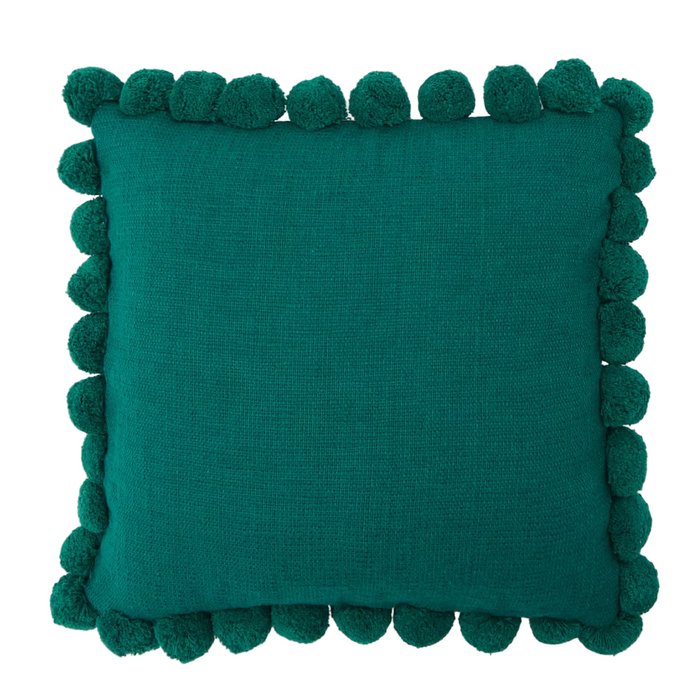 Pillowcase with Pom-pom Trim Teal Green