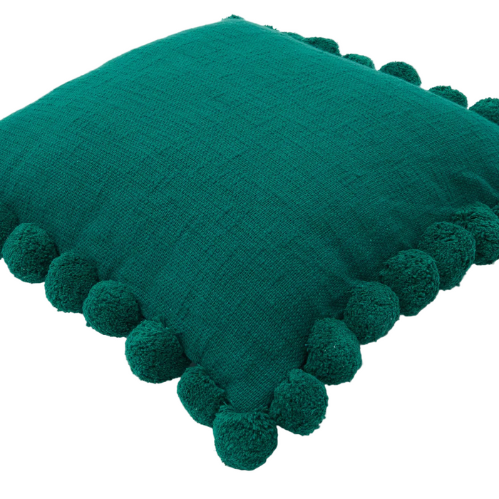 Pillowcase with Pom-pom Trim Teal Green