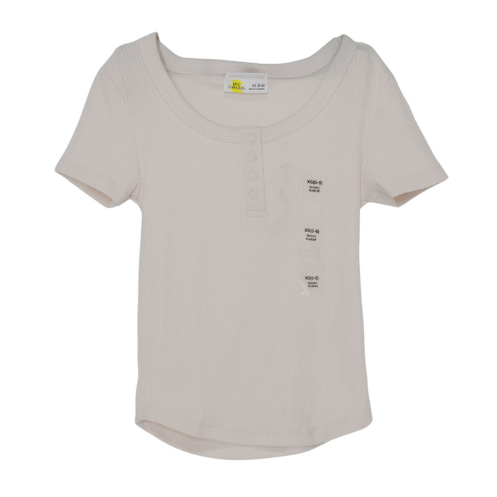 Epic Threads Big Girls Short-Sleeve Ribbed T-Shirt Snowfall White Extra Small (5-6)