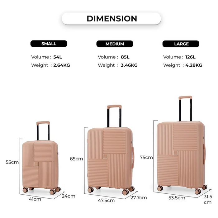 Nasher Miles Singapore Hard-Sided Polypropylene Luggage Set of 3 Champagne Trolley Bags (55, 65 & 75 cm)