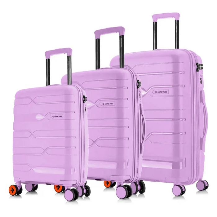 Nasher Miles Paris Hard-Sided Polypropylene Luggage Set of 3 Purple Trolley Bags (55, 65 & 75 Cm) Small, Medium & Large