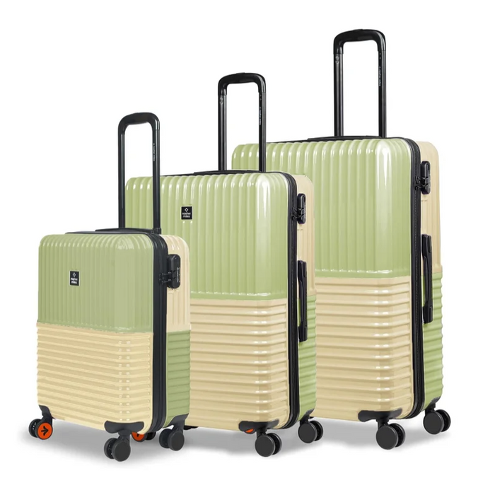 Nasher Miles Istanbul Hard-Sided ABS and PC Luggage Set of 3 Green Yellow Small, Medium & Large Trolley Bags (55, 65 & 75 cm)