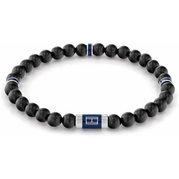 Tommy Hilfiger Men's Stainless Steel Black Wood and Black Cord Bracelet - 2790323