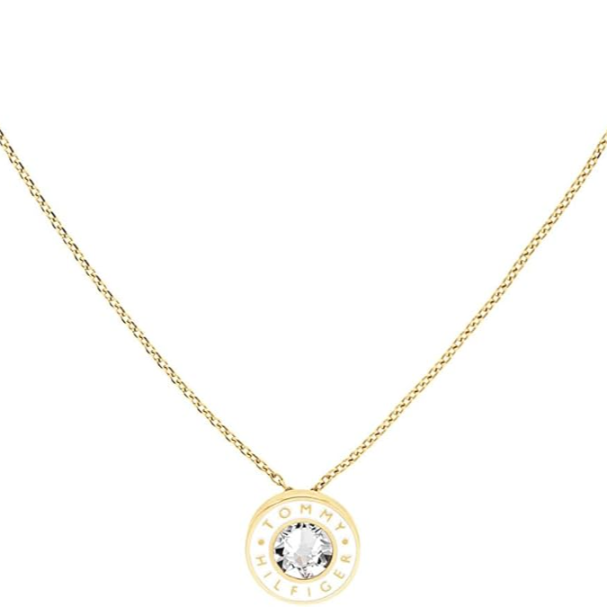 Tommy Hilfiger Women's Ionic Plated Thin Gold Steel and Crystal Necklace - 2780801