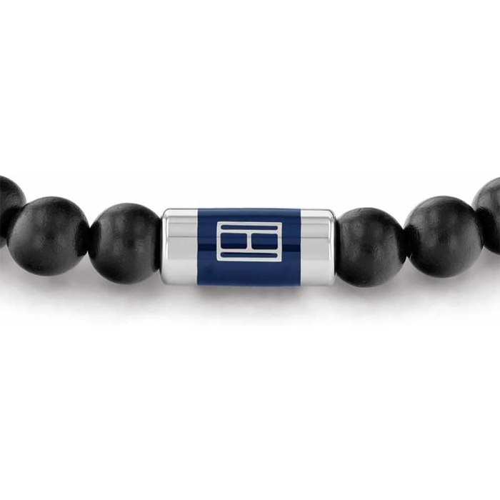 Tommy Hilfiger Men's Stainless Steel Black Wood and Black Cord Bracelet - 2790323