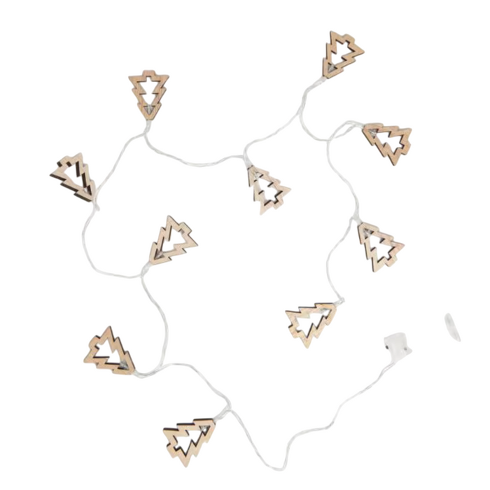 LED Wooden Christmas Tree Lights (Battery Operated)