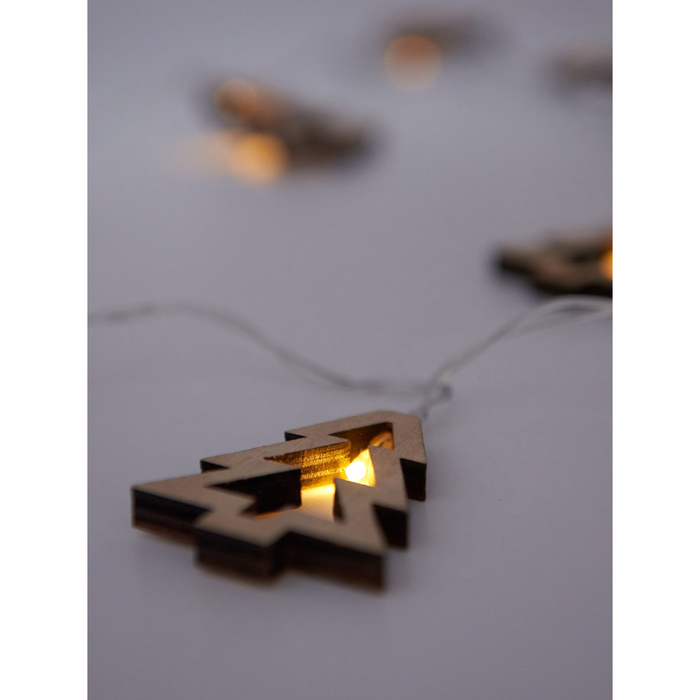 LED Wooden Christmas Tree Lights (Battery Operated)