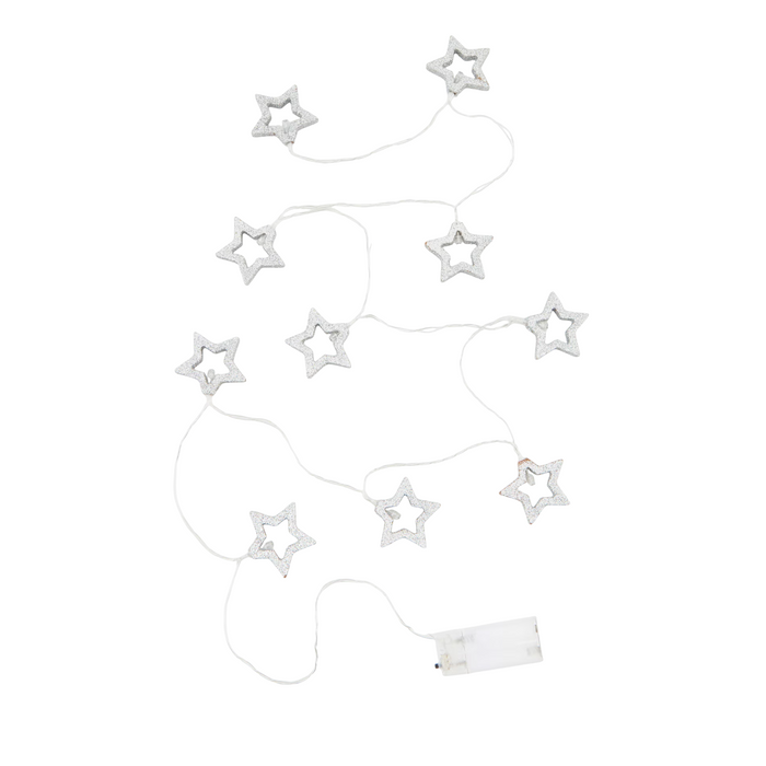 LED Wooden Glittered Star Lights (Battery Operated)