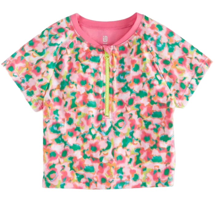ID Ideology - Big Girls Rash Guard Top Blurred Floral Cerise Pink Extra Large (16)