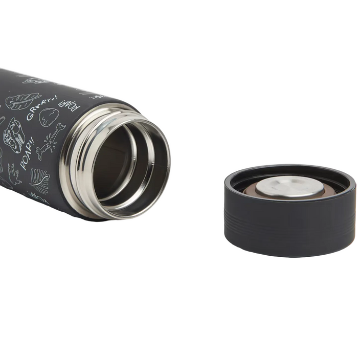 Stainless Steel Flask Black Dinosaur Design