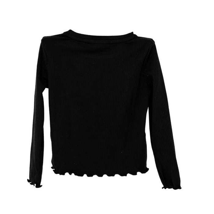 Epic Threads - Toddler Girls Solid Ribbed Lettuce-Hem Top Deep Black (2)
