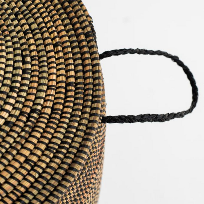 Laundry Seagrass Basket with Lid - Triangles