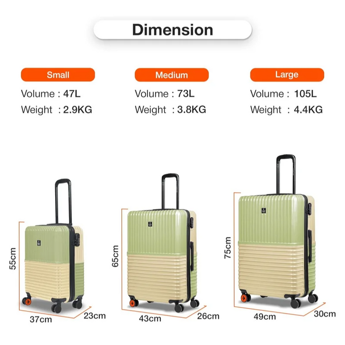 Nasher Miles Istanbul Hard-Sided ABS and PC Luggage Set of 3 Green Yellow Small, Medium & Large Trolley Bags (55, 65 & 75 cm)