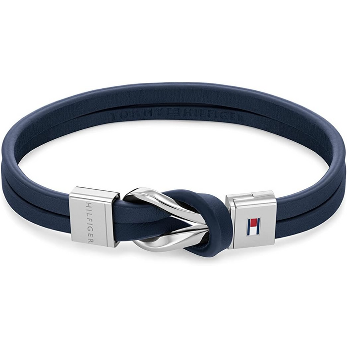 Tommy Hilfiger Men's Stainless Steel Navy Leather Bracelet - 2790443