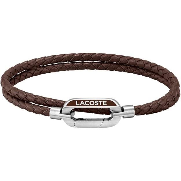 Lacoste Men's Stainless Steel Brown Leather Bracelet - 2040113
