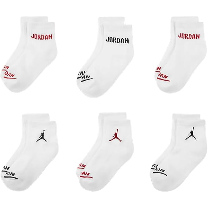 Jordan - Big Kids 6-Pk. Ankle Socks White
