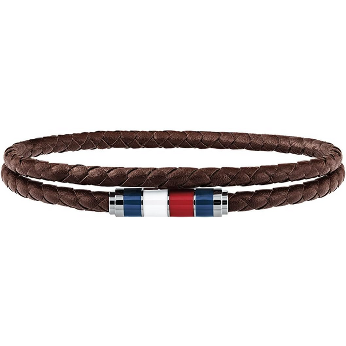 Tommy Hilfiger Men's Stainless Steel Brown Leather Bracelet - 2790055