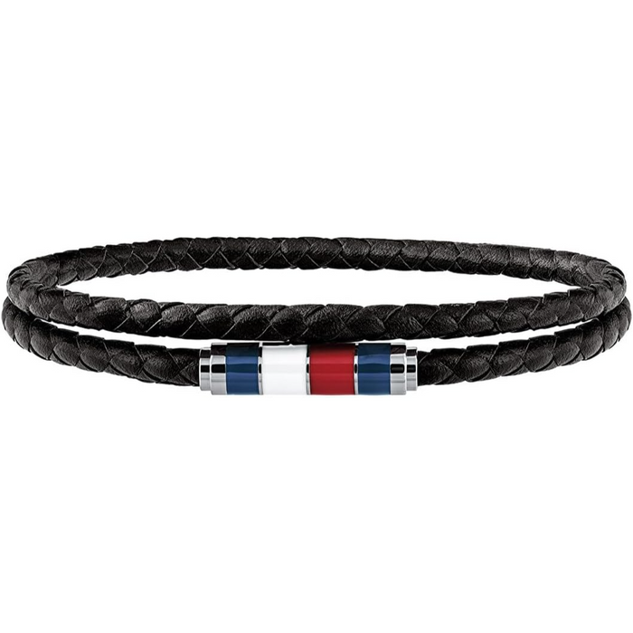 Tommy Hilfiger Men's Stainless Steel Black Leather Bracelet  - 2790056