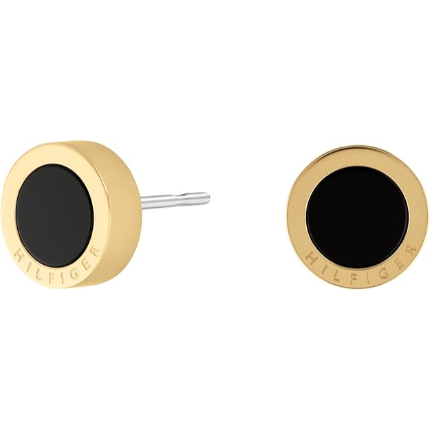 Tommy Hilfiger Women's Ionic Gold Plated Steel and Black Onyx Stone Earrings - 2780662
