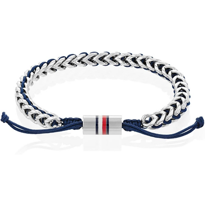 Tommy Hilfiger Men's Stainless Steel Navy Nylon Cord Bracelet - 2790511