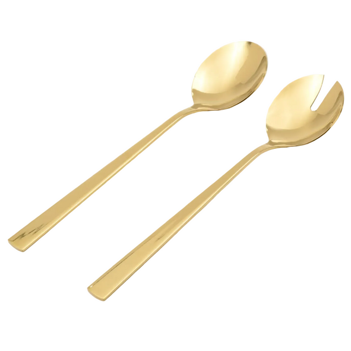 Set of 2 Stainless Steel Golden Salad Spoons