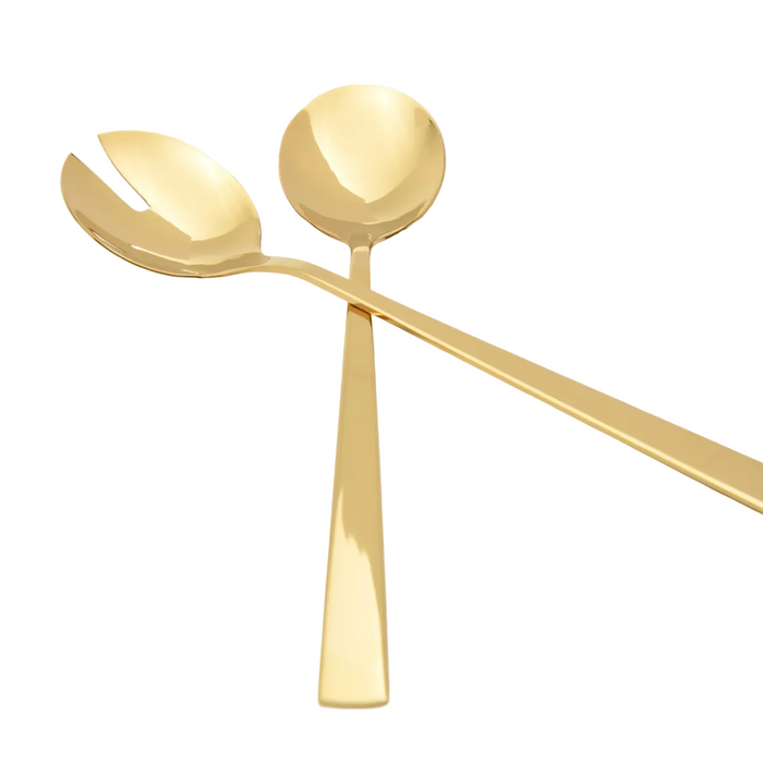 Set of 2 Stainless Steel Golden Salad Spoons
