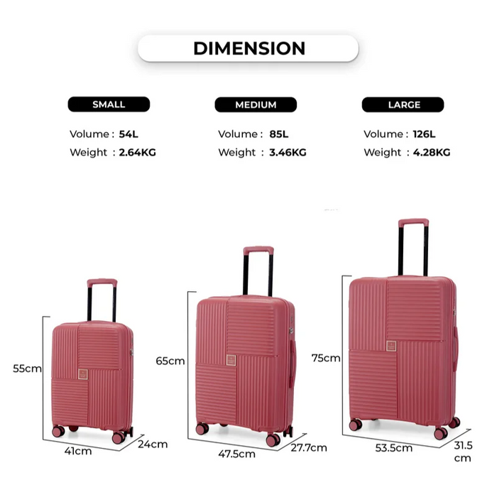 Nasher Miles Singapore Hard-Sided Polypropylene Luggage Set of 3 Rose Gold Trolley Bags (55, 65 & 75 cm)