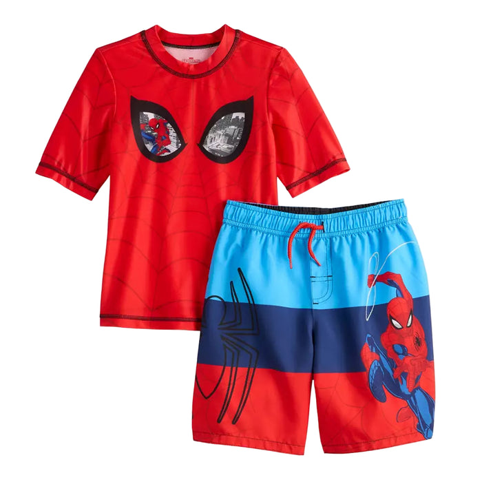 Marvel - Toddler Boys 2-Pc. Spiderman Rash guard Red
