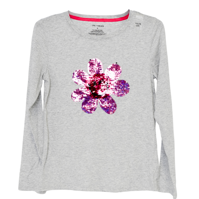 Epic Threads - Big Girls  Long-Sleeve Sequin Graphic T-Shirt Large (14-16)