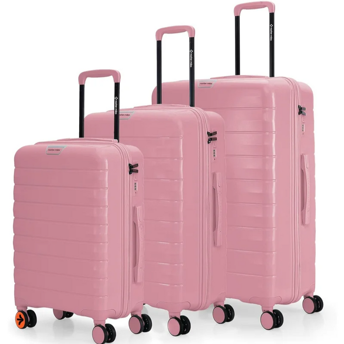 Nasher Miles Vienna Hard-Sided Polypropylene Luggage Set of 3 Pink Trolley Bags (55, 65 & 75 cm) Small, Medium & Large