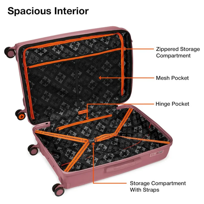 Nasher Miles Antwerp TSA Lock & Expander Hard-Sided Polypropylene Set of 3 Bubblegum Pink Small, Medium & Large Trolley Bags (55, 65 & 75 Cm)