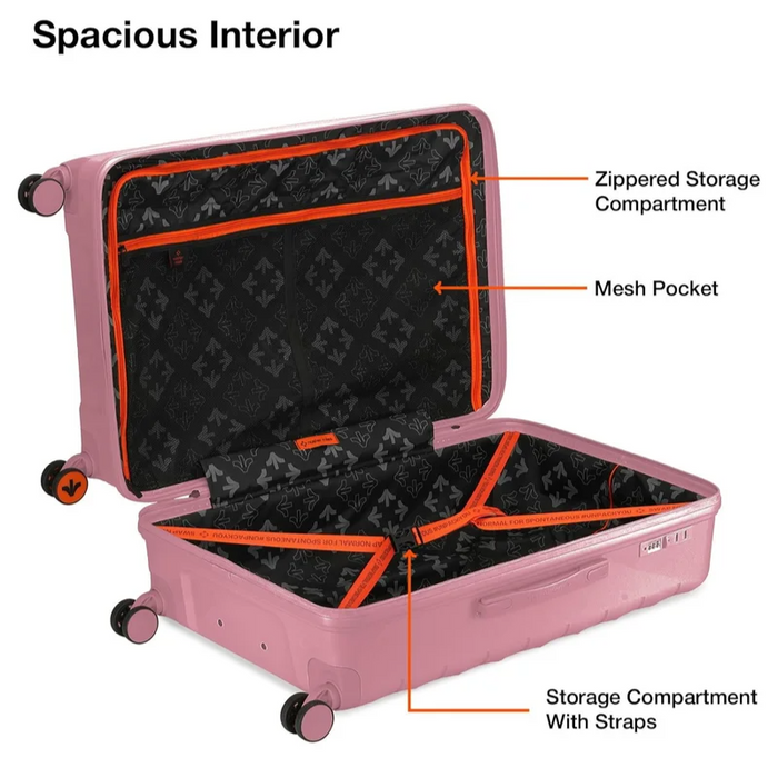 Nasher Miles Vienna Hard-Sided Polypropylene Check-in Luggage Pink 24 Inch |65cm Trolley Bag Medium