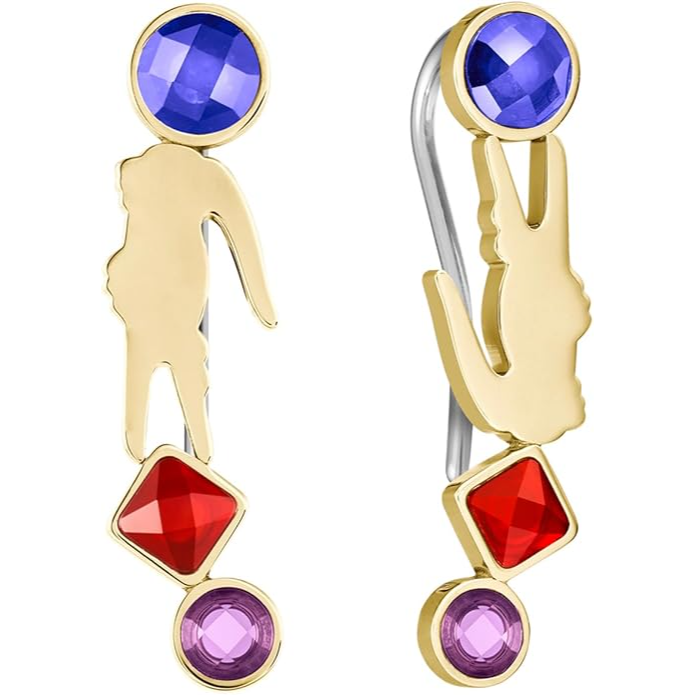 Lacoste Women's Ionic Plated Thin Gold Steel and Multicolor Stone Earrings - 2040336
