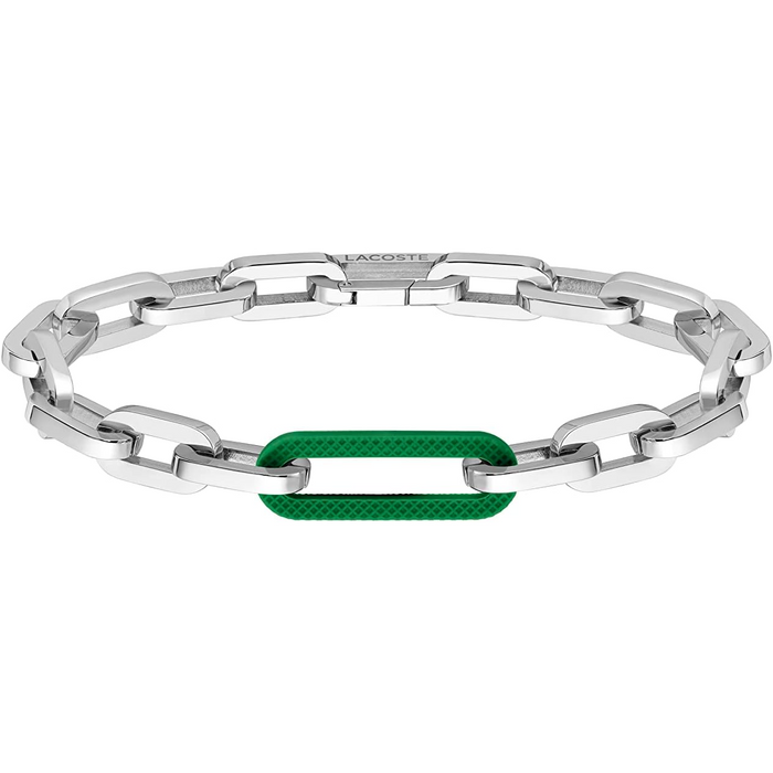 Lacoste Men's Stainless Steel Green Silicone Bracelet - 2040103