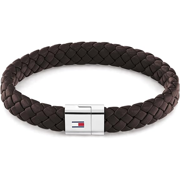 Tommy Hilfiger Men's Stainless Steel Brown Leather Bracelet - 2790330