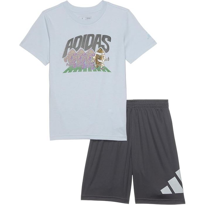 Adidas - Toddler Boys 2-Pc. Short Sleeve T-Shirt and Shorts Blue/Grey