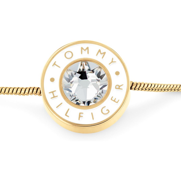 Tommy Hilfiger Women's Ionic Plated Thin Gold Steel and Crystal Bracelet - 2780806