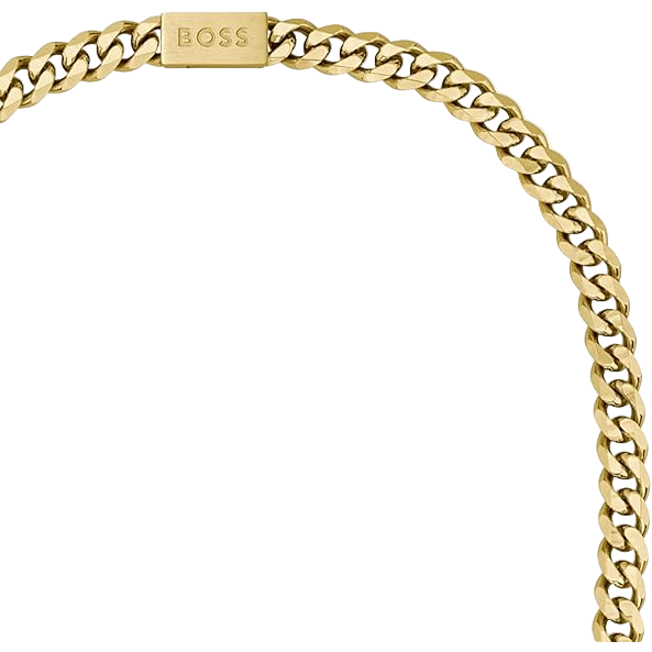 Boss Men's Ionic Plated Thin Gold 1 Steel Necklace - 1580402