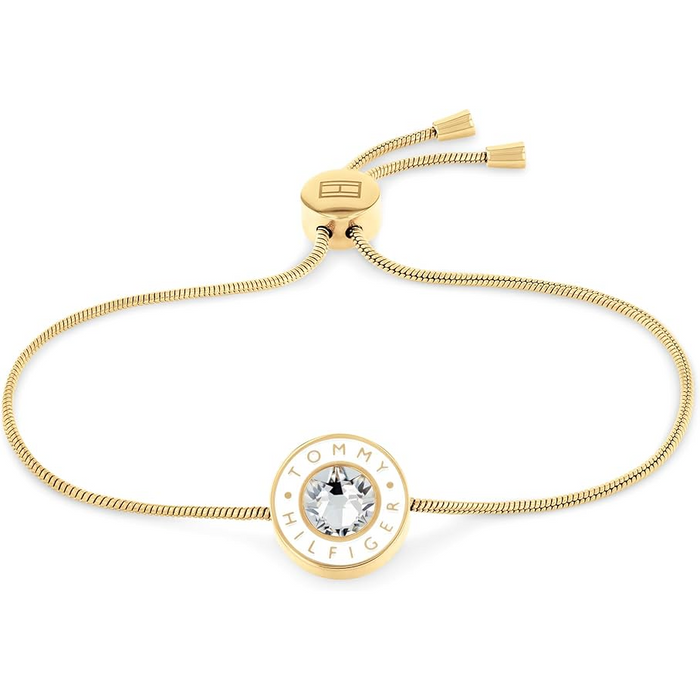 Tommy Hilfiger Women's Ionic Plated Thin Gold Steel and Crystal Bracelet - 2780806