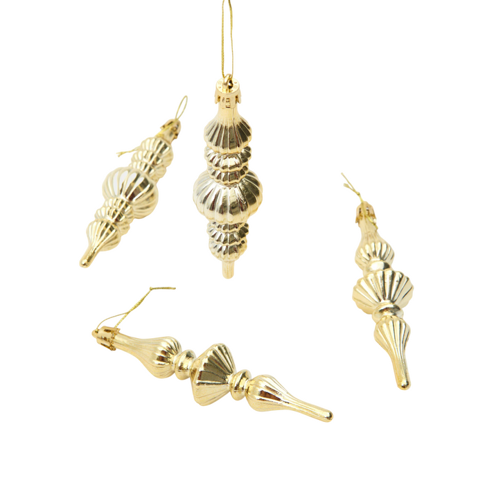 4-Pcs Gold Bauble Ornaments